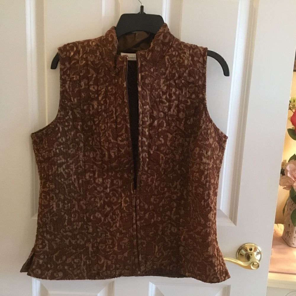 NWOT. Coldwater Creek Women’s Vest Size M Brown Floral Print